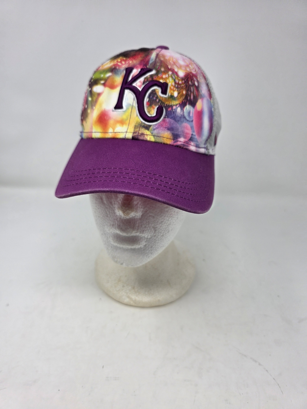 New Era Kansas City Royals Hat Youth 9FORTY Snapback Trucker Purple Galaxy Print